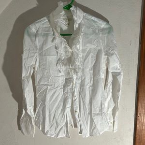 White ruffled button up